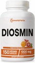 Pure Diosmin 1000mg Complex Formula, 150 Kapsulas, Citrus Bioflavonoids Rich Fruit Extract, 100% Veģetārs, Bez GMO un lipekļa Diosmin papildinājums