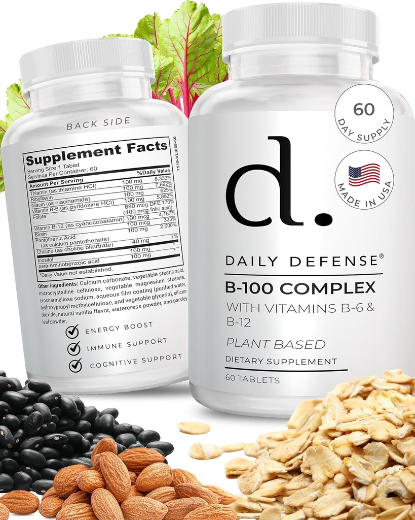 B complexa per als homes i dones B100 complexos de B-6, Vitamina B-12, Thiamin, & Més - Energy Based suplementaris per a la implementació Imune i Cognitive - 60 tetes