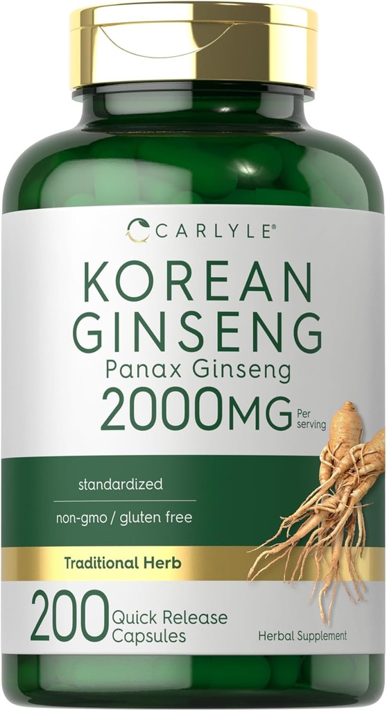 Carlyle Korean Ginseng Extract Cápsulas 2000 mg 200 Cápsulas
