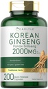 Carlyle Korean Ginseng Capsules | 2000mg | 200 Count | Standardized Panax Extract Supplement | Non-GMO and Gluten Free Formula
