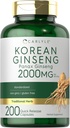Carlyle Korean Ginseng Extract Capsules 2000 mg | 200 kapslar | Non-GMO och Gluten Free Formel | Standardiserad Panax Ginseng Supplement