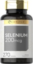 Carlyle Selenium Supplement 200mcg | 270 Tablet kapslid | Essential Trace Mineral | Taimetoitlane, Non-GMO, Gluteenivaba