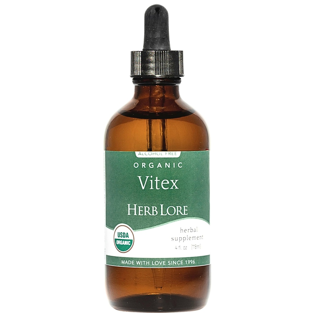 Herb Lore Vitex Tincture - USDA Organic Chasteberry Extract Supplement for Women - Alcohol Free Chaste Tree Supplement - Vegan Drops 4 Fl Oz