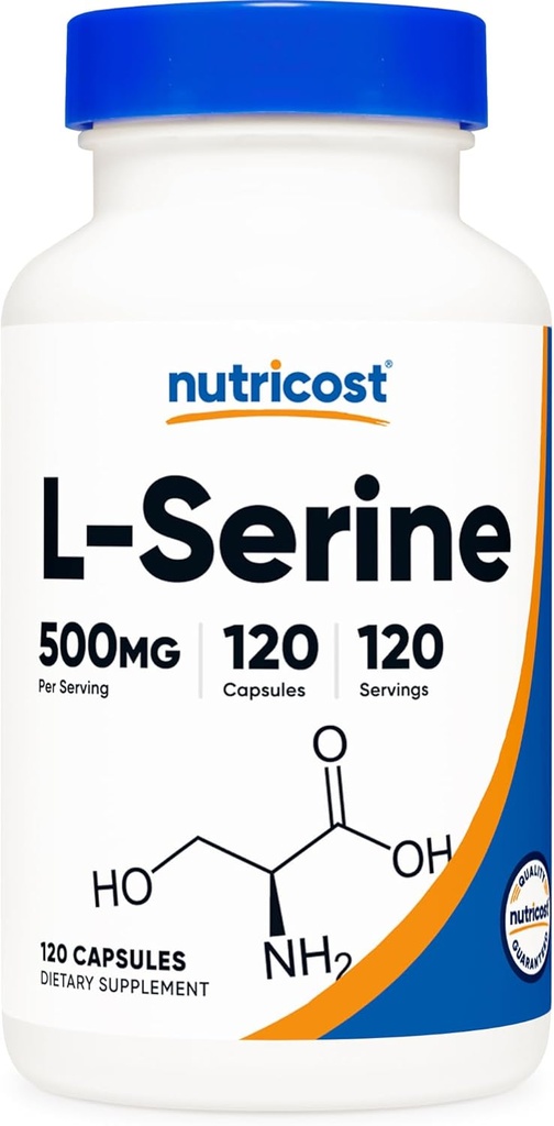 Nutricost L-serine 500mg, 120 Kapsule, 120 Serviv - Vegetariánske kapsule, non-GMO, bez lepku