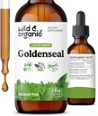 Wild " Organic Goldenseal Root Tincture - Lung Cleanse, Immune & Digestive Support - Liquid Goldenseal supplement - Vegan, Sugar " Alcohol-Free Herb drops - 2 fl oz