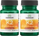 Swanson Bitamina Naturala K2 (Menaquinone-7 Natto-tik) 50 mcg 30 Sgels (2 paketea)