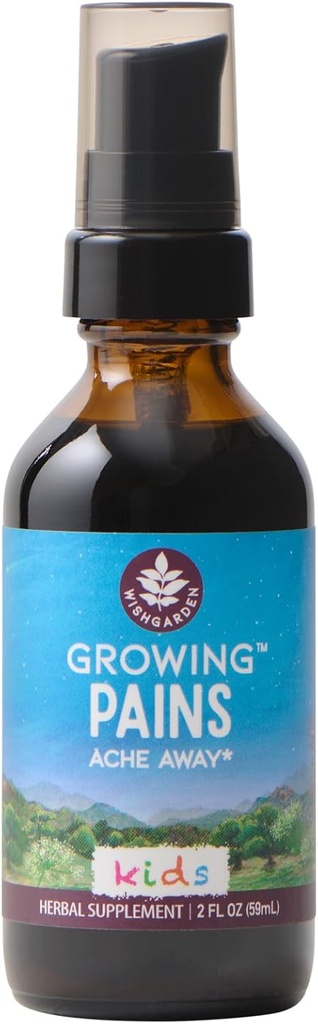 WishGarden Herbs Growing Pains Ache Away for Kids - Plant- Based Herbal Supplement with Turmeric & Willow Bark Soothes Children 's Growing Pains & Scullcap & Chamomile Calms and Soothes Upset, 2oz