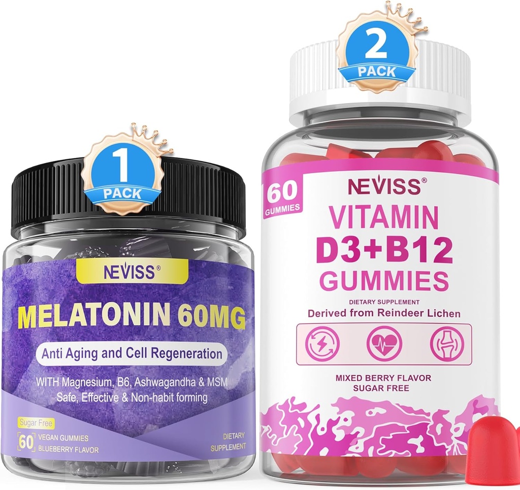 NEVISS 梅拉托宁,维生素D3 +维生素B12 Gummys