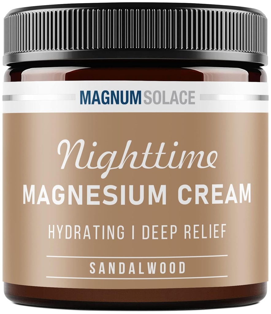 Lotion Magnesium - Nighttime Magnesium Cream - Terapkan ke Leg Muscles, Arms or Chest - Topical Magnesium Chloride - USA Dibuat dan Aman untuk Anak (Sandalwood) 4 Fl Oz (Pack of 1)