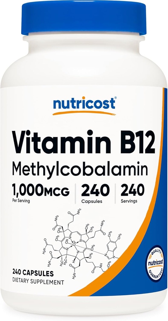 Nutricost Vitamina B12 (Metilcobalamină) 1000mcg, 240 capsule - Vegetarian, Non-GMO & Gluten gratuit B12 Supliment