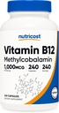 Nutricost Vitamin B12 (Methylcobalamin) 1000mcg, 240 Capsules - Vegetarian, Non-GMO " Gluten Free B12 supplement