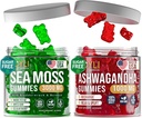 Irish Sea Moss & Ashwagandha Gummies - Ashwagandha Supplements & Sea Moss Supplement for Adults, Kids - Irish Sea mos Bladderwrack Burdock Root Ashwagandha - 60 Ashwagandha, 60 Irish Sea Moss Gummies
