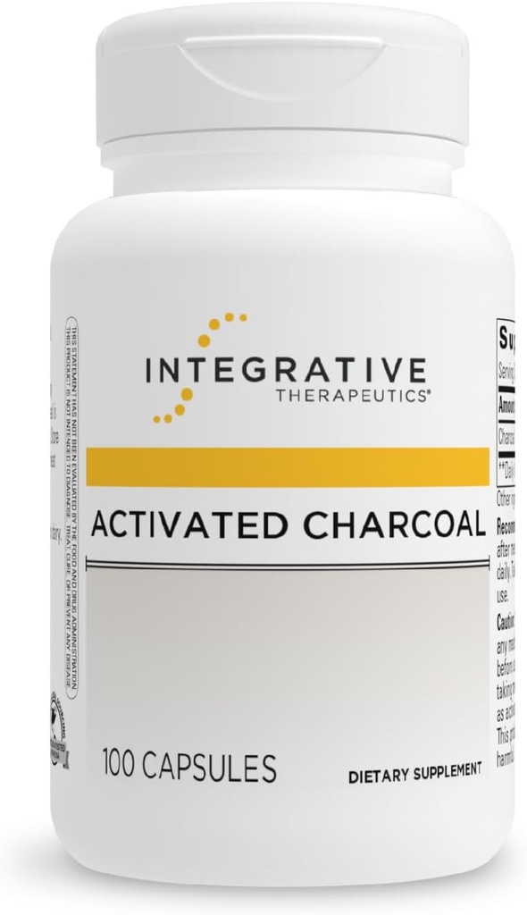 Integrative Therapeutics Aktivert Charcoal - Digestive & Gut Health Supplement* - Gastrointestinal støtte* - Glutenfri & Dairy-Free - 100 kapsler (50 Serveringer)
