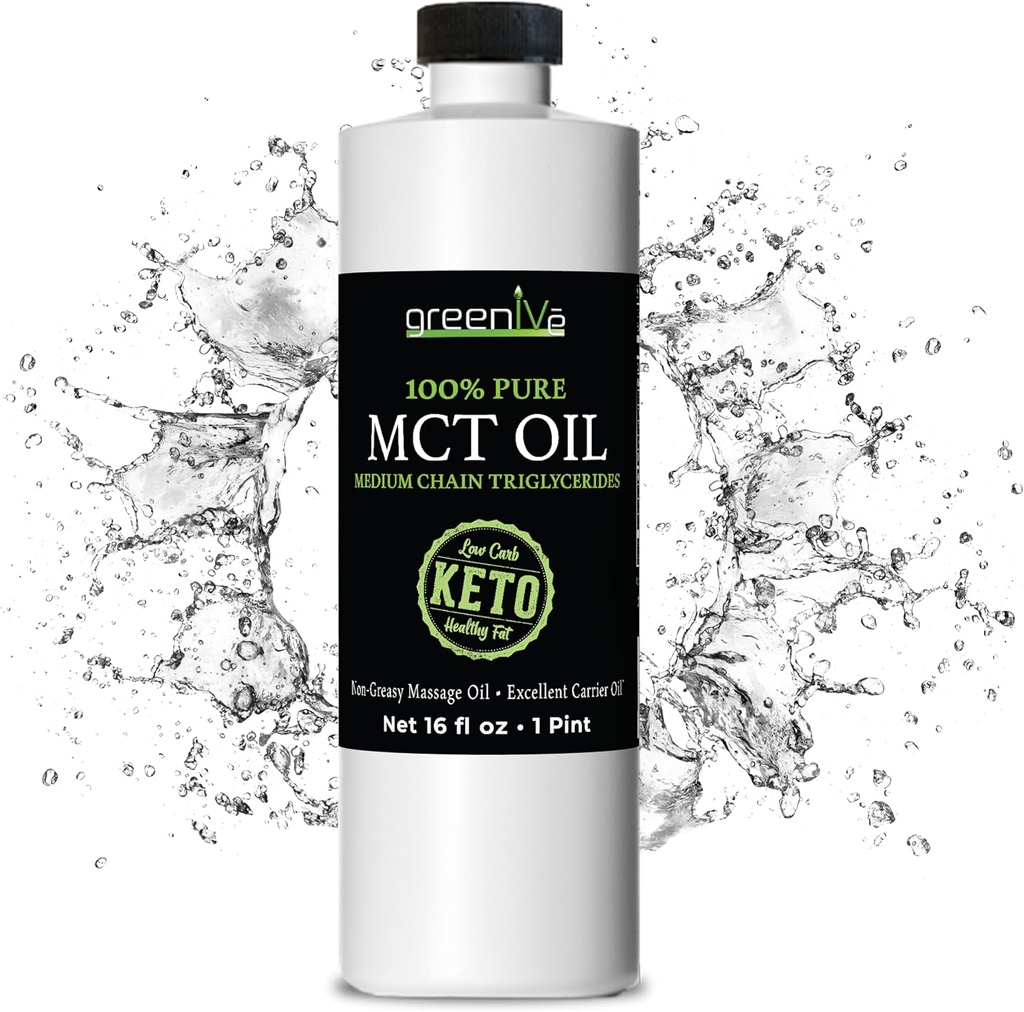 GreenIVe MCT olio corpo e mente combustibile non OGM 100% puro MCT (16 once)