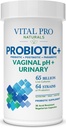 Vital Pro Resultal - Vaginal pH & Urinary Progetic + Pregities, Postoriotic, Parabotik, 4-in- 1 Suplemen Perempuan, Potensi Tinggi, 64 Strains, Digetal, Haminal, Uliner, Immune Kesehatan, 30 ct