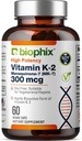 biophix vitamin K2 MK- 7 300mcg, 60 Veganske kapsler - højpotens supplement for ben styrke og immunforsvar