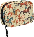 Fustylead Vibrant Retro Western Cowboy Horse Productionser for Purse, Weekly Portable Pill Box with Zipper לאחסון ויטמינים שמן דגים