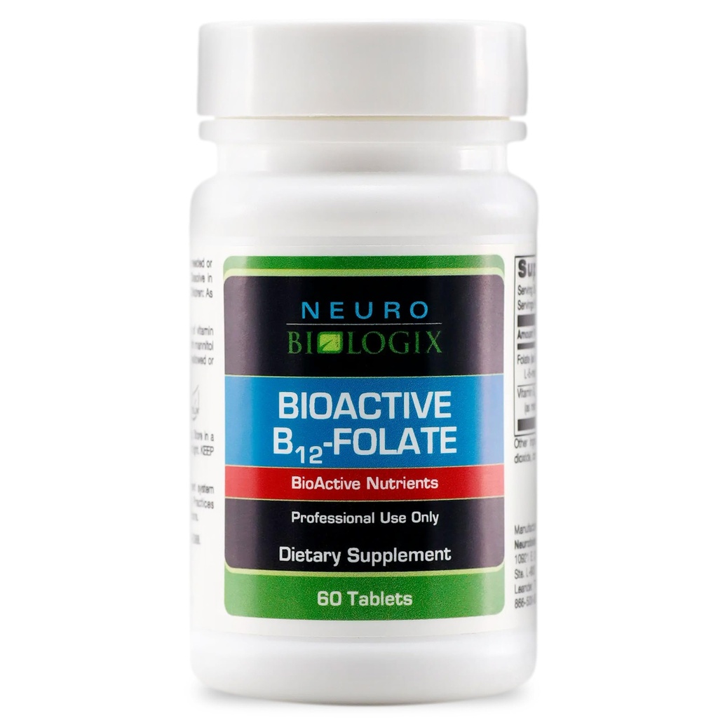 Neurobiologix BioActive B12 Folate, Vitamin B12 with Metafolin® 5-MTHF, Methyl Folate Supplement for Methylation, Energy & Wellness, B12 Vitamins, Gluten Free, Non GMO, 60 Tablets