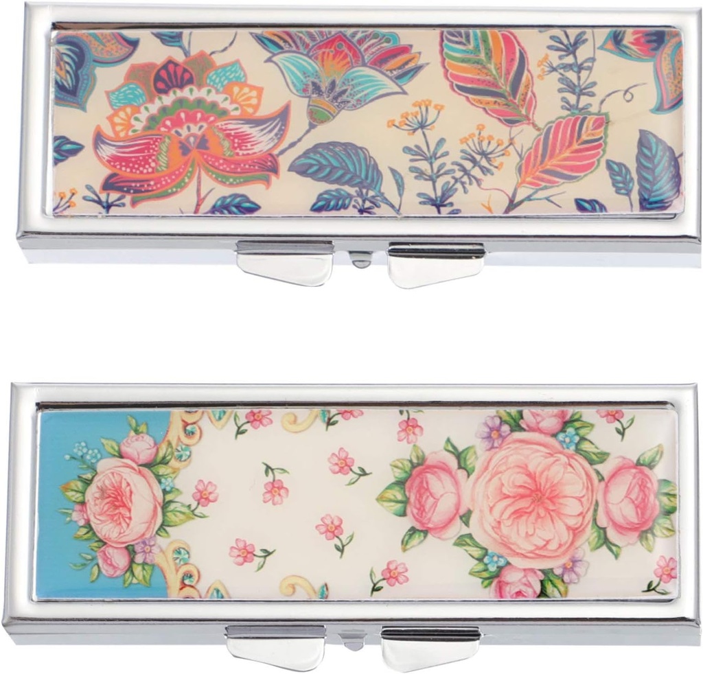 EXCEART 2pcs Metal Pill Box Weekly 7 Days Am Pm Pill Case Daily Pill Cases Travel Medicine Pill 3 och 6 Compartments Storage Holder för Pills Vitamin Fish Oil Supplements Random Pattern