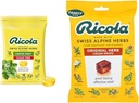 Ricola Sugar Free Lemon Mint Herbal Cough Supressant Throat Drops, 105ct Bag & Original Natural Herb Cough Supressant Throps Drops, 45 Drops, Fights Coughs Natural