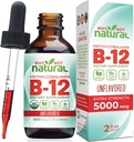 Niyə Natural Organic Vitamin B12 maye - Sublingual Extra Strength 60 x 5000 mcg Metilcobalamin Drops, Vegan, Maksərlik Absoreksiya və Enerji