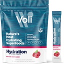 Voli Electrolytes Toz Packets | No add Sugar Electrolyte Drink Mix for Hydration | Keto & Fasting Friendly, Natural Superfoods & Minerals | Raspberry 15Count