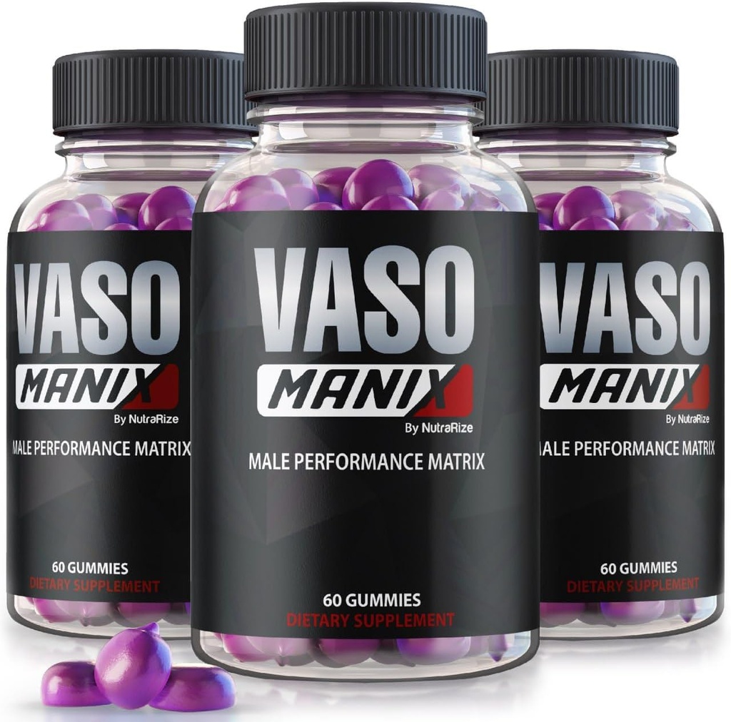 (3 팩) VasoManix Gummies, Vaso Manix Classic Male Supplement, 남성을위한 모든 자연 공식, 성능, 구성 및 전반적인 건강, 공식 리뷰 (180 Gummies)