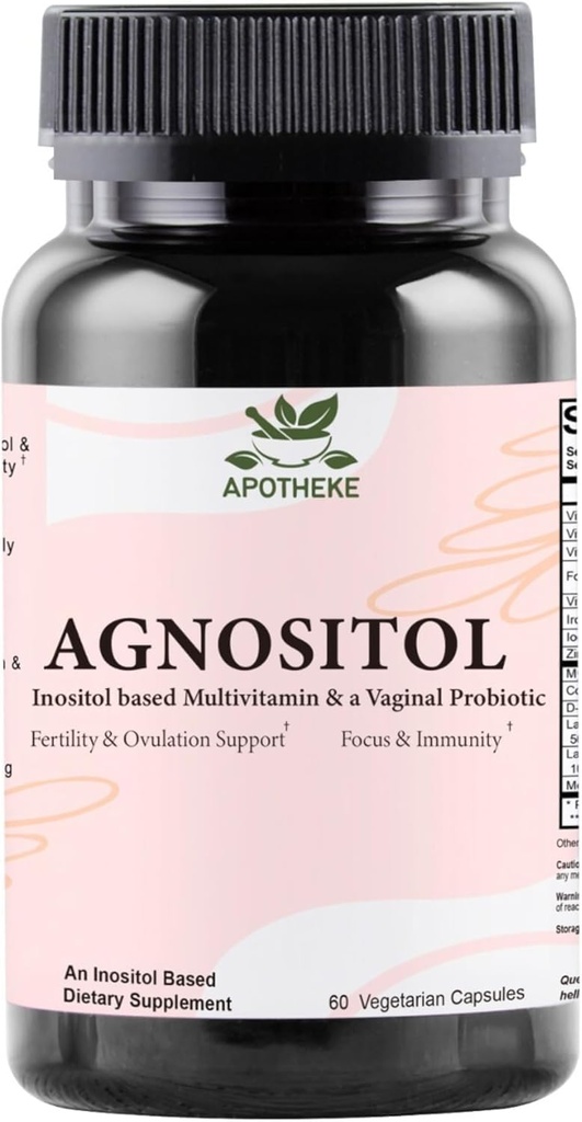 AGNOSITOL пренатальний вітамін, вагінальний пробіотик з SMART Bacteria, Fertility, Ovulation & PCOS Support, Hormone Balance & Vaginal Health Supplement. Inositol 40:1, Фолієва кислота, Вітаміни D3 B6/1