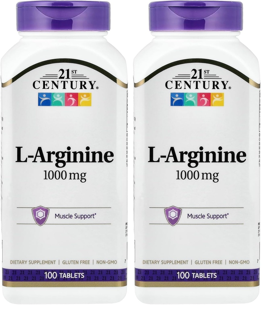 21st Century L-Arginine 1000mg, Maximum Strength 100 ea (Pack of 2)