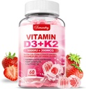 Vitamin D3 K2 Supplement for Adults - Vitamin D3 5000 IU + K2 200 mcg - VIT D3 K2 Gummies with Calcium 600mg Magnesium Zinc & Vitamin C for Women Men - Supports B0ne, Muscle Immune