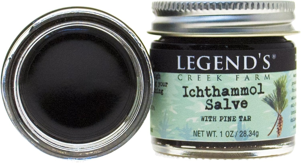 Legend 's Creek Farm Herbal Salve - Learning Maintment with 20% Ichthammol Drawing Salve - Natural Balm for Stings, & Splinters - 1 oz - Handmade in USA (Ichthammol Pine Tar)