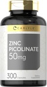 Carlyle Zinc Picolinate 50mg | 300 capsule | Non OGM e Gluten Supplemento gratuito