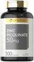 Carlyle Zinc Picolinate 50mg Capsules | 300 Count | Non-GMO and Gluten Free Supplement