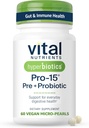 Hyperbiotics Vital Nährstoffe Pro-15 Präbiotika und Probiotika für Frauen und Männer | 15 Science Backed Strains | Unterstützt okziale Verstopfung, Durchfall, Gas & Bloating | 60 Vegan Time Release Pearls
