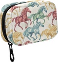 Fustylead Beautiful Running Horses Pill Organizador para Purse, Weekly Portable Pill Box con Zipper para almacenar vitaminas de aceites de peixe Suplementos