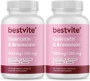 BestVITE Quercetina con Bromelain 500mg/250mg (240 cápsulas vegetarianas) (120 x 2) - Sin esteroides - Sin dióxido de silicona - Vegan - No GMO - Gluten Gratis
