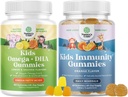 Omega DHA Gumijas bērniem - Taukskābes Omega 3 6 9 ar C vitamīnu smadzenēm, imunitātei un redzei un bērniem Imunitātes atbalsts Gumijas - Delicious C vitamīns ar cinku un ehināciju Imūndzīves pastiprinātājs