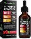 Vitamina B12 Gocce liquide - Vitamina B12 Organica Gocce sublinguali - Vitamina B-Complex B5 Acido pantotenico - Vegan B12 Sublingual 5000 mcg con vitamina B6, Liquido B12 Supporti metilcobalamina