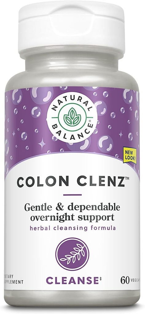 Looduslik tasakaal Colon Clenz | Taimne Colon Cleanse, Detox Cleanse ja seedetrakti tervise täiendus - õrn ja usaldusväärne üleöö valem - 60-päevane garantii (60 Servings, 60 VegCaps)