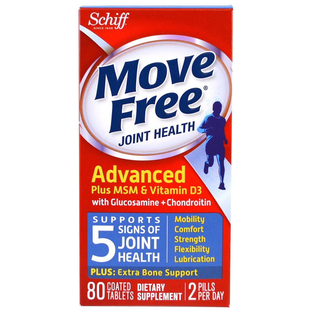 Glucosamine and Chondroitin Plus MSM & D3 Advanced Joint Health Supplement Tablets, Move Free (80 Count in A Box), Supports Mobility, Comfort, Strength, Flexibility and Lubrication* (Pack of 3)
