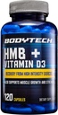 BODYTECH HMB + Vitamine D3 - Soutient la croissance et la résistance musculaires (120 capsules végétales)