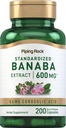 Piping Rock Banaba Leaf Extract Capsules | 600mg | 200 Pills | Standardiserad Herbal Supplement | med Corosolic Acid | Non-GMO, Gluten Free