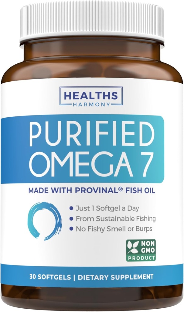 אומגה 7 תוספת לנשים וגברים - High Potency & Purity Palmitoleic Acid Fatty Acid Fish שמן תוספת של Provinal פטנט עם Acid פלמי נמוך - מקור סביר (1 חודש אספקה)