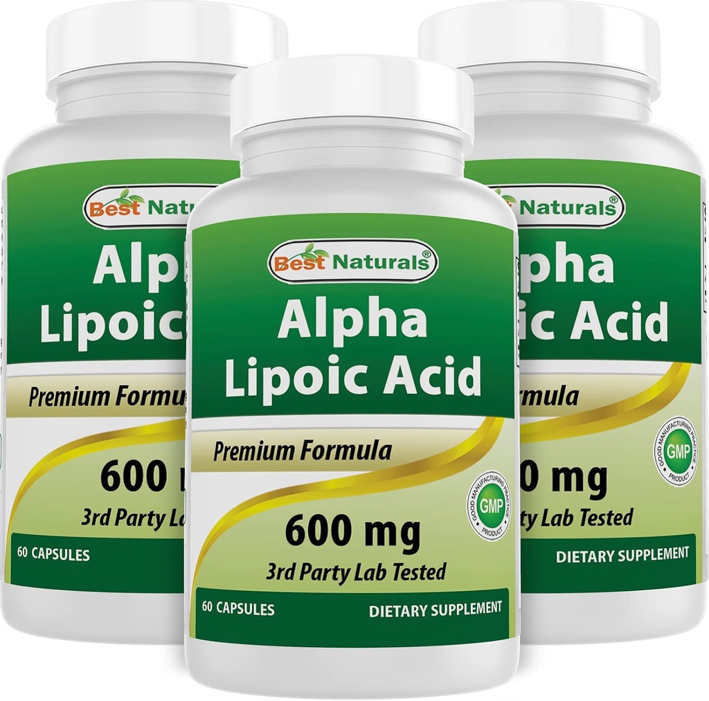 Best Naturals Alpha Lipoic Acid 600 mg 60 kapszula - ALA erős antioxidáns (60 db 3 darabos csomag)