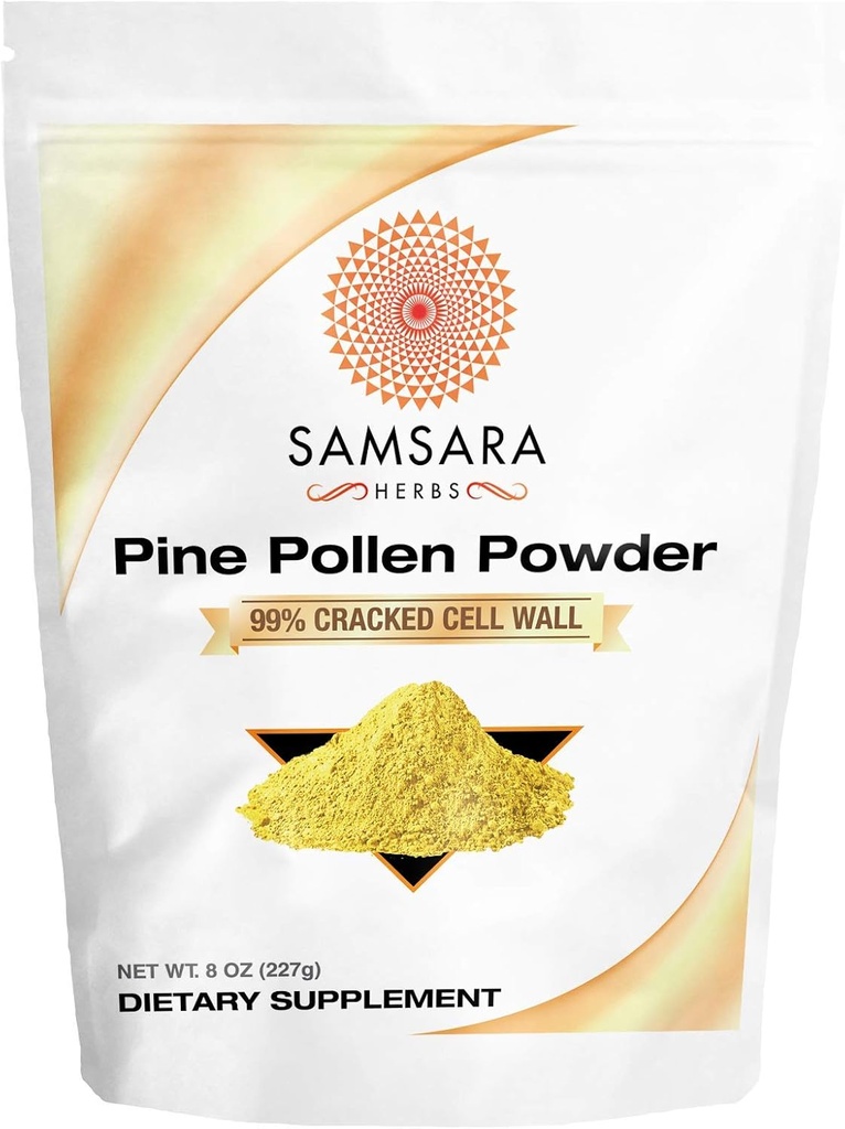 Samsara Herbs Pine Powder Wild Harowed - 99% Cell Wall (8oz / 227g) Mendukung Energi Kesehatan & Panjang