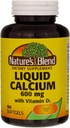Calcium liquide 600mg avec D-3 (100 Softgels) 3 BOTTLES Total de 300 Softgels