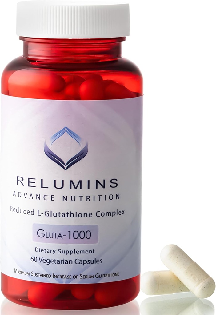 Relumins L Glutatión Supplement Complex - Redukované Glutatión 1000 mg s Alpha Kyselina lipoová a Rose HIPS Kapsule od Vyživená a hladšia koža, Made in USA - 60 Caps