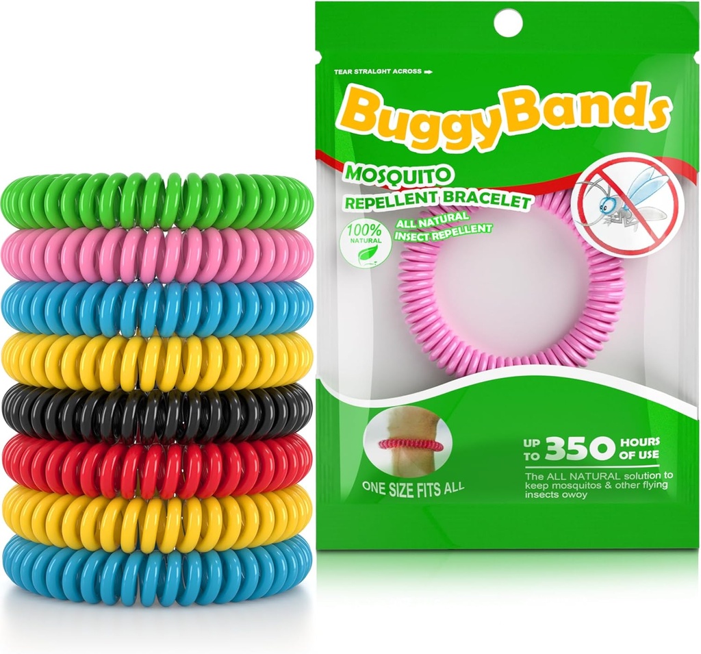 12 Pack Mosquito Rent Bracelets, Individually Wrapped, DEET Free, Natural and Waterהוכחה Band