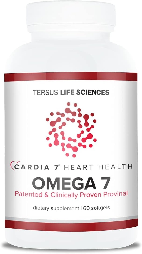 Cardia 7 Heart Health Omega 7 - Probatutako Omega 7 gantz-azidoak ditu - Ez dago arrain usainik edo Burp-Atzera - 60ct Gel bigunak