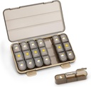 Pill Organizer 3 Times A Day, Pill Box 7 Day - Acedada Weekly Travel Medicine Organizer Box, Böyük Pill Konteyner Qrupu Vitaminler Case Pill Seramik, Brown